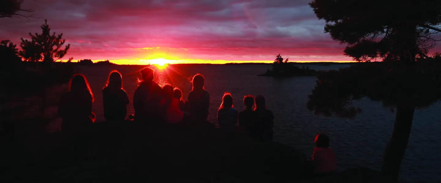 Campers enjoying the beautiful sunset at CQE; memories that last a lifetime.