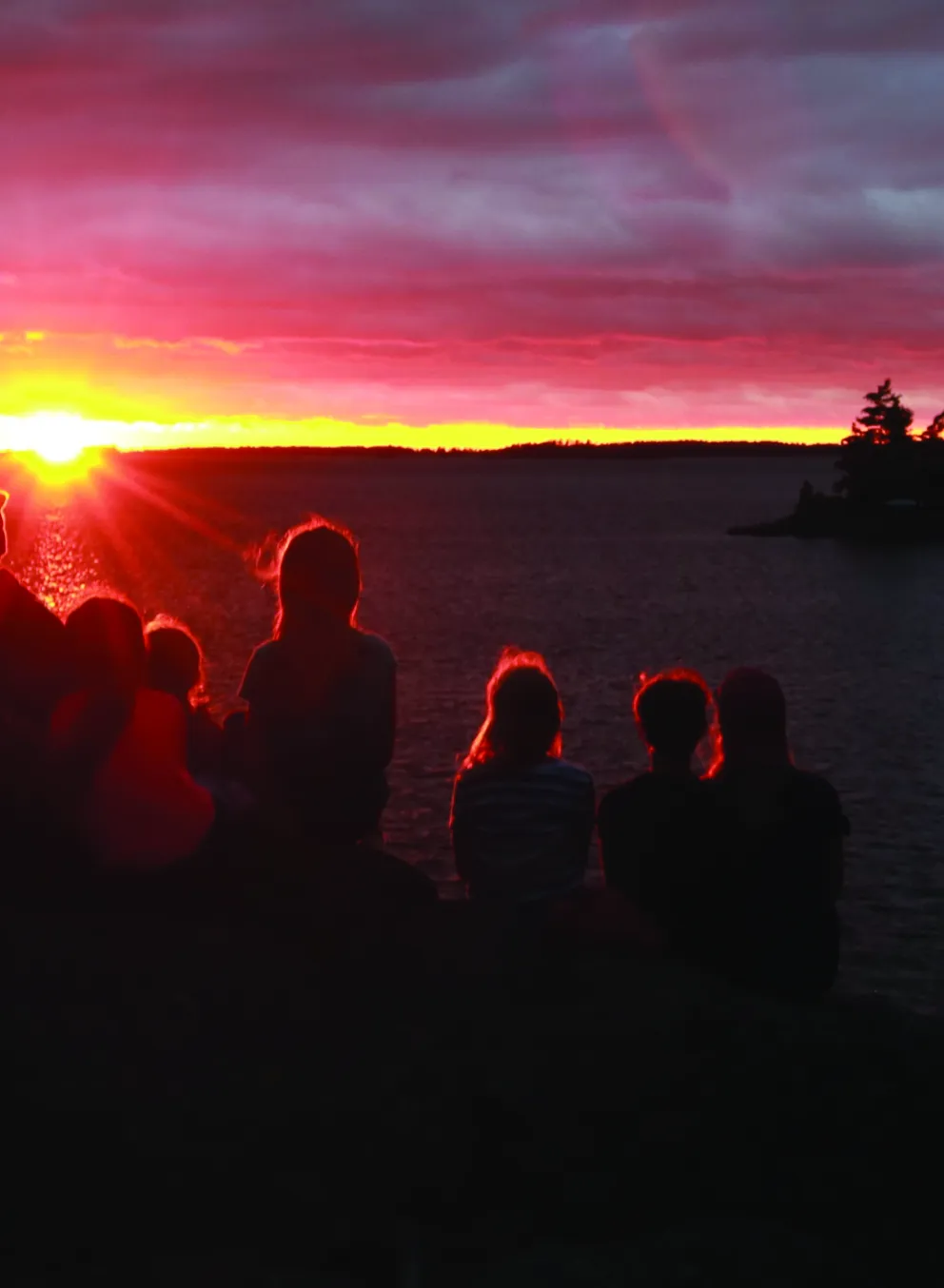 Campers enjoying the beautiful sunset at CQE; memories that last a lifetime.