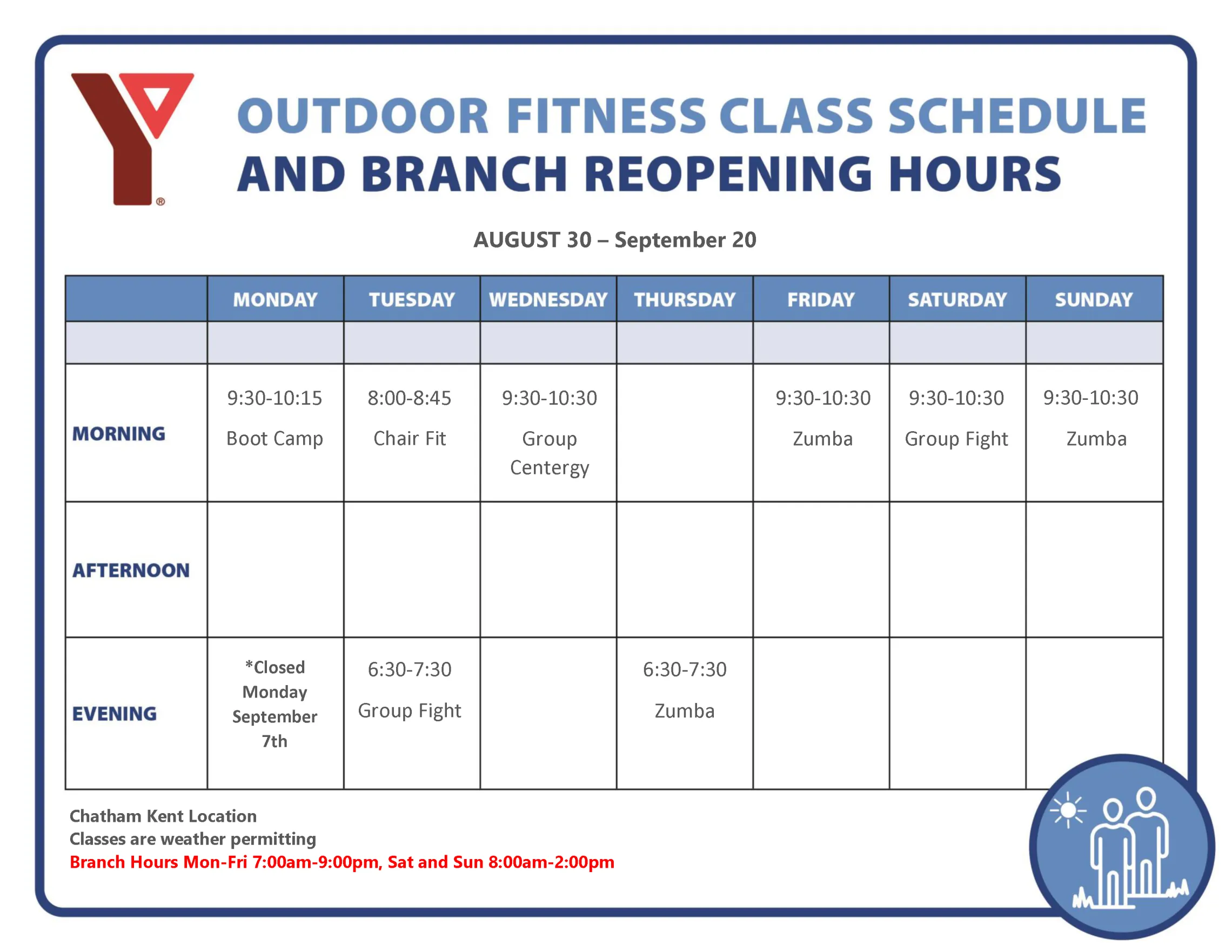Chatham Kent August Schedule