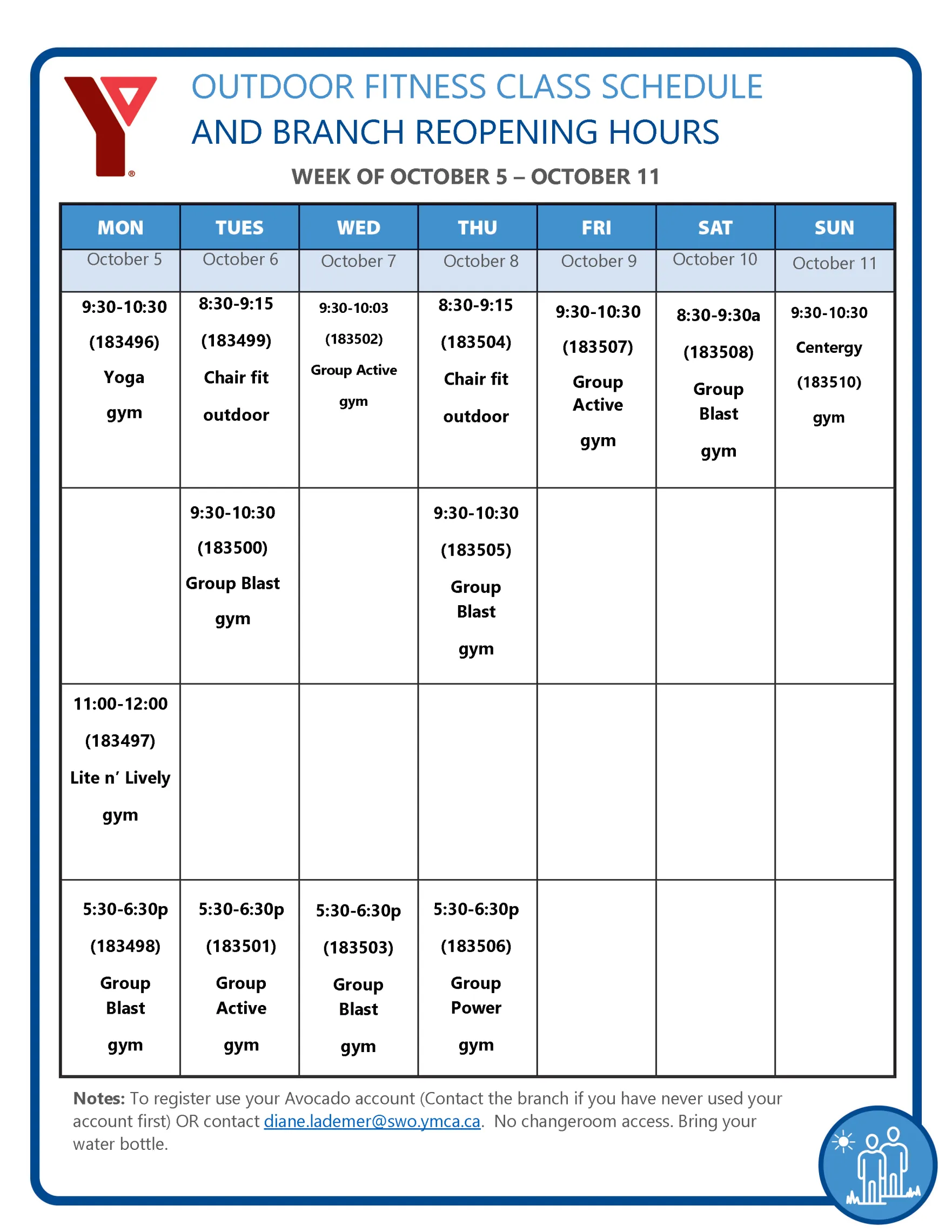 STY Schedule Oct 5