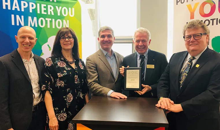 Councellor Michael Van Holst, MPP Teresa Armstrong, CEO Andrew Lockie, Chris Harding of Trillium, and Mayor Ed Holder pose at the completion of renovations.