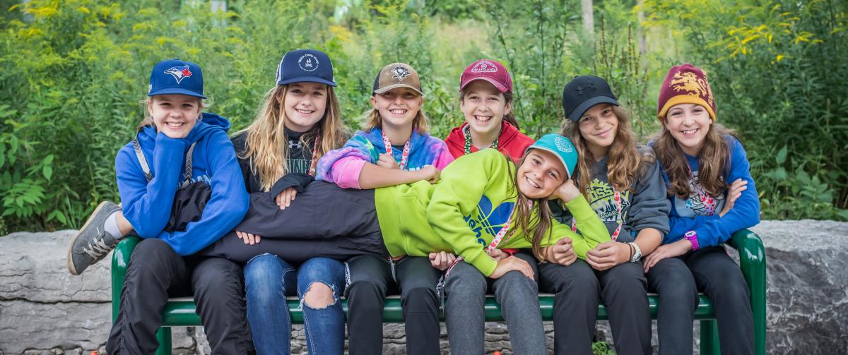 Group of girls enjoying the outdoors at Camp Henry